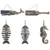 Wood Fishbone Whale Hanging Decor Door Seaside Bar Cafe Shop Wall Sign