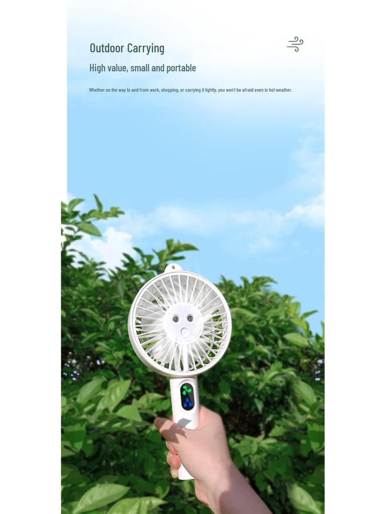 Portable Double Nozzle USB Handheld Fan with Humidifying Spray