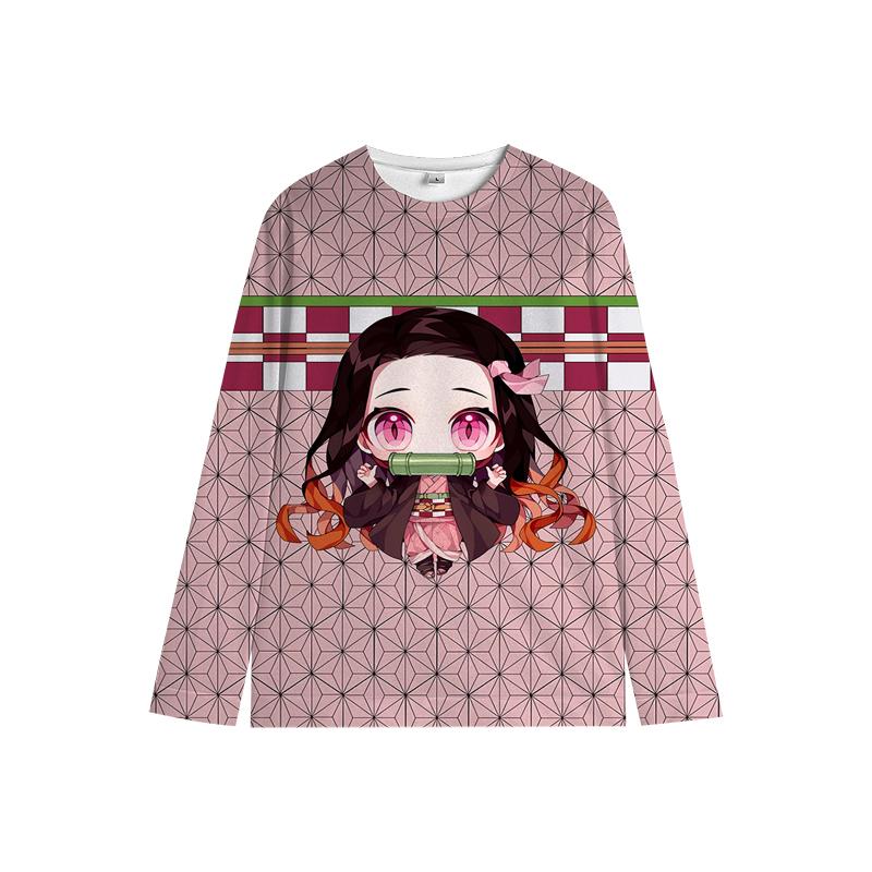 

Толстовка с капюшоном «Убийца демонов» Kimetsu No Yaiba для девочек, детская спортивная одежда с круглым вырезом и длинными рукавами, милая детская осенняя одежда с героями мультфильмов 160 розовый