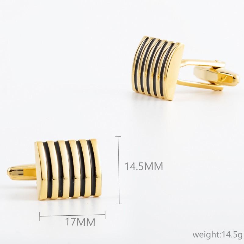 Curved Black Striped Metal Cufflinks Classic Business Men's French