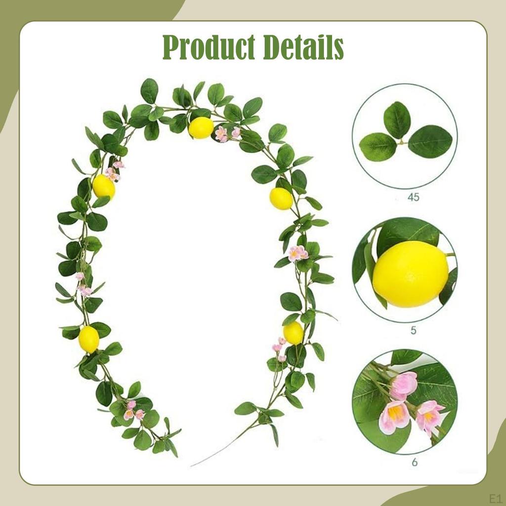 Artificial Lemon Garland Ornament Outdoor Indoor Party Garden 78.74inch Greenery Vine Plant