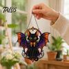 Cute Animal Themed Gift Halloween Bat Cat Suncatcher, Stained Glass Style Acrylic Sun Catcher, Gothic Black Catcher Hanging Ornament for Home