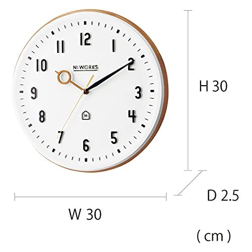 Interform Wall Clock Kempi White Black Wood Sweep Movement CL-3931