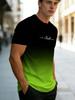 Men's "Reset" Script Print Gradient T-Shirt, Modern Black to Bright Green Color Transition, Casual Crew Neck Tee for Men