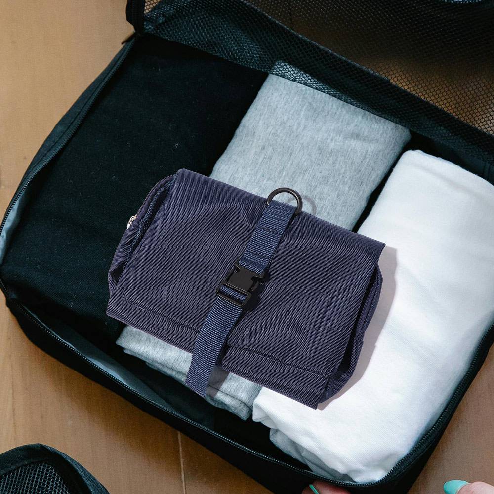 Borsa per Articoli da Toeletta Pieghevole a Scatto Stile Giapponese con Gancio Salvaspazio Borsa Porta Articoli da Toeletta Grande Capacità Appendiabile Uomo Borsa per Cosmetici