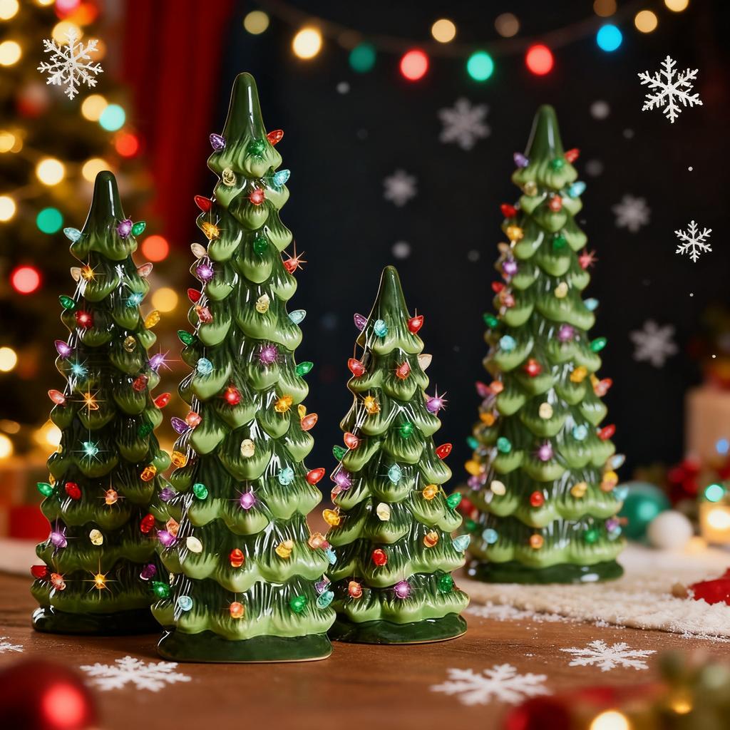 Christmas Trees Retro Hand-Painted Tabletop Xmas Trees Light Ornaments 10/15/20cm Simulated Christmas Tree Model 2026 New Year