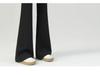Women's Black Micro Flare Pants - 2025 Spring Collection, High Waist Elastic Slimming Fit, Drapey Suit Style