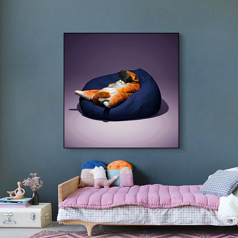 Nordic Cute Animal Posters Funny Giraffe Panda Cat Phone Canvas Painting Wall Pictures for Living Room Decor Kids Room Cuadros