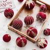 Red Flocked Painted Christmas Ball Ornament for DIY Tree Decoration & Window Display