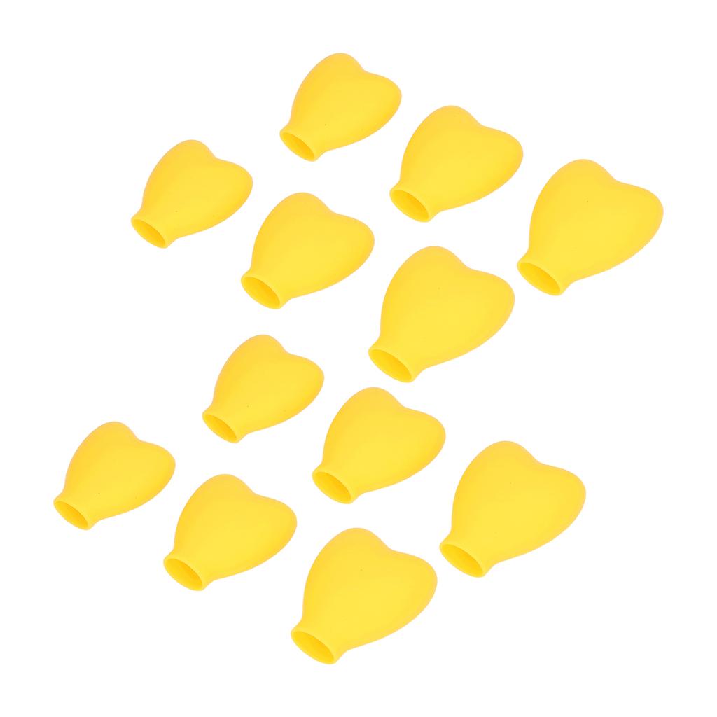 12 Pcs Makeup Brush Covers Yellow Heart Shape Soft Flexible Lightweight Silicone Cosmetic Brush