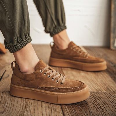 Fashion Cow Suede Leather Men Shoes Lace Up Sneakers Breathable Men Casual Shoes Soft Non-Slip Male Footwear Spring Autumn Shoes Men
