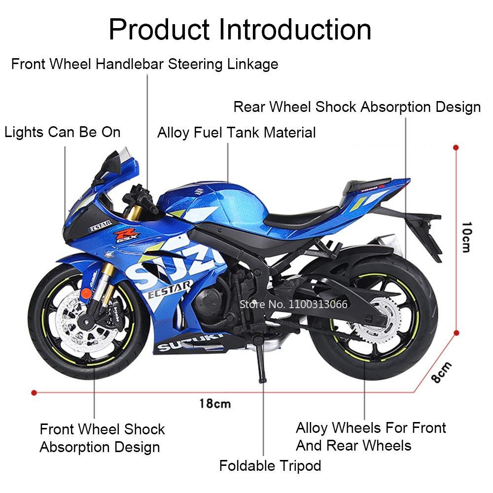 1:12 Alloy Suzuki GSX1000R S1000RR Motorcycles Toy Diecast Models Cars Wheel Shock Absorption Wheel Steering Vehicle Child Gifts
