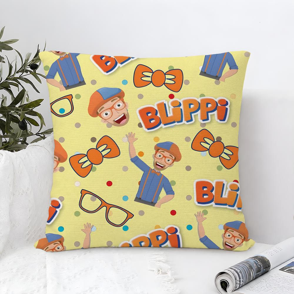 Cartoon Blippi Kids Cute Cushion Cover Throw Pillow Soft Short Plush Cozy Durable Colorfast For Sofa Bedroom Home Decor Gift