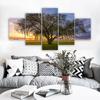 5 Panels Landscape Tree Posters Canvas Painting Sunset Sky Pictures Prints Wall Art For Living Room Modern Home Decor No Frame