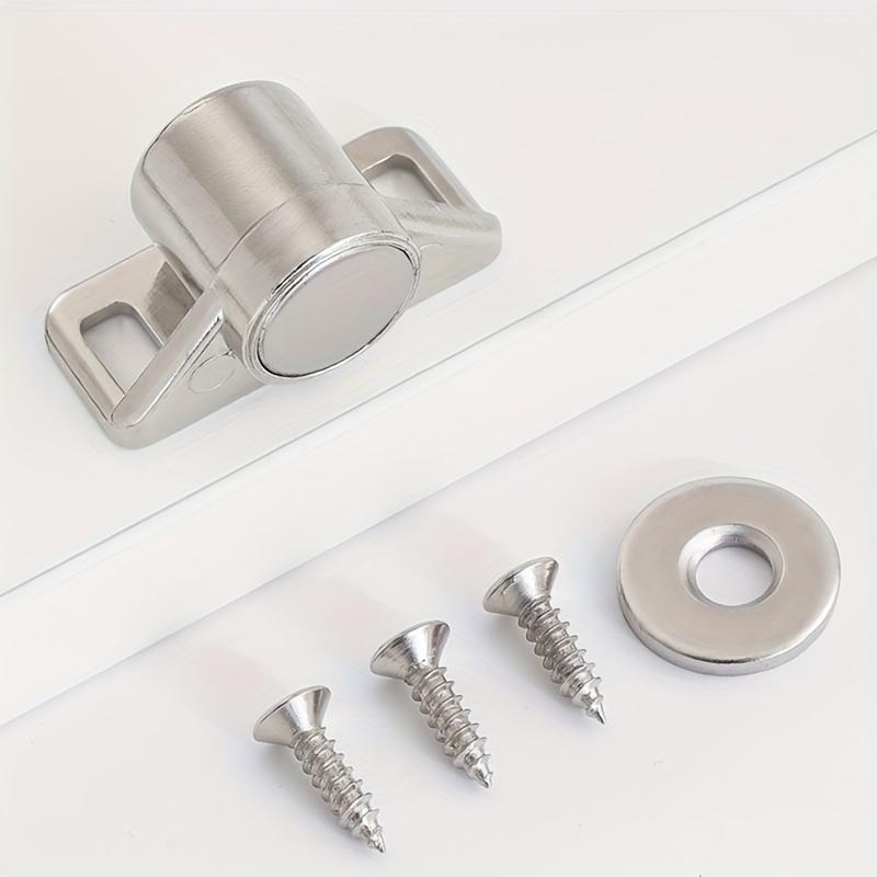 Magnetic Cabinet Catches with Metal Finish, Magnet Door Latch for Kitchen Cabinet and Wardrobe Closets, Heavy-Duty Metal Materia