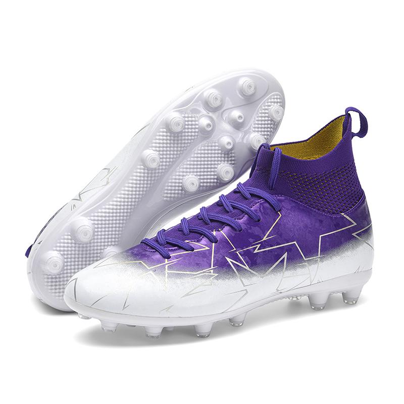 Fashion Men's Soccer Shoes FG/TF Non-Slip Turf Soccer Cleats Training Shoes Star Design Lace Up Outdoor Sneakers High Top Football Boots