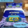 Custom Name Argen-tina Football Crest Bedding Set 3pcs, Bedding Set Including 1pc Duvet Cover And 2pcs Pillowcases for Bedroom, Dormitory Gift