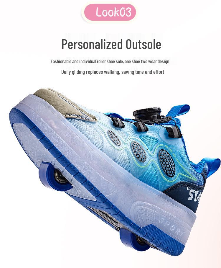 Girls' Two-Wheel Flashing Roller Skates - Mesh Sneakers for Kids