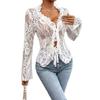 Spring and Summer Women's Sexy Slim Lace V-Neck Cardigan Long Sleeve