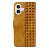 For iPhone 17 Leather Case Wallet Stand Grids Imprinted Phone Cover with Strap