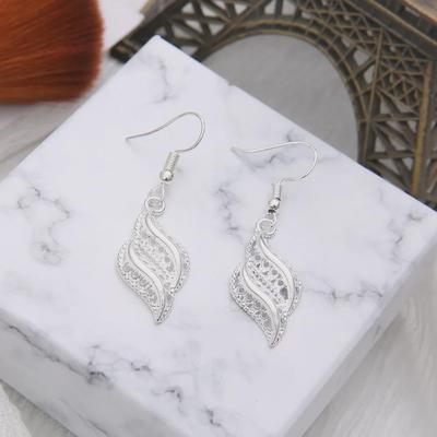 European-American Fashion Retro Silver-Plated Hollow Earrings for Women