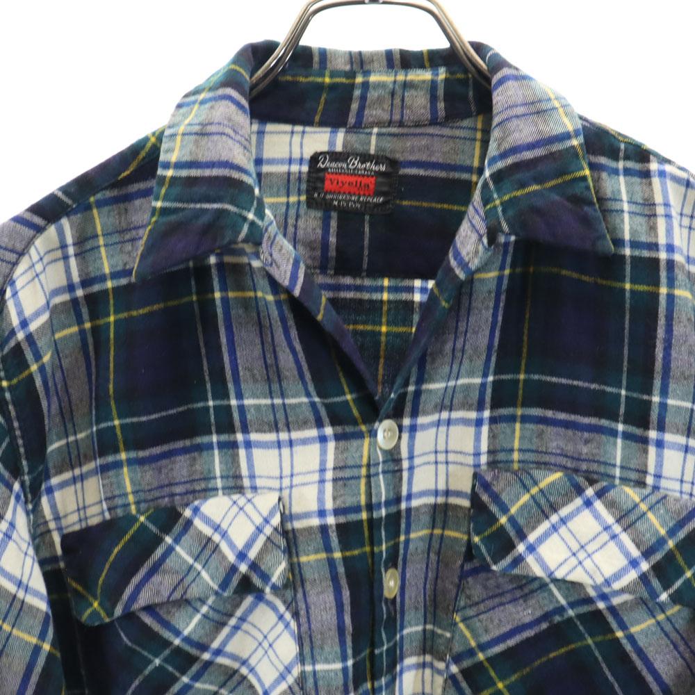 Deacon Brothers 60s 70s vintage Check Pattern Long sleeve Open collar shirt Men's Used