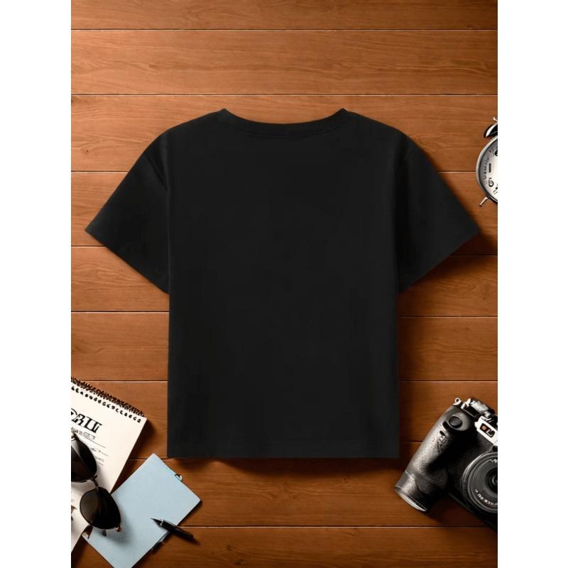 Kids Summer Crew Neck Short Sleeve T-Shirt with Strawberry Graphic Print