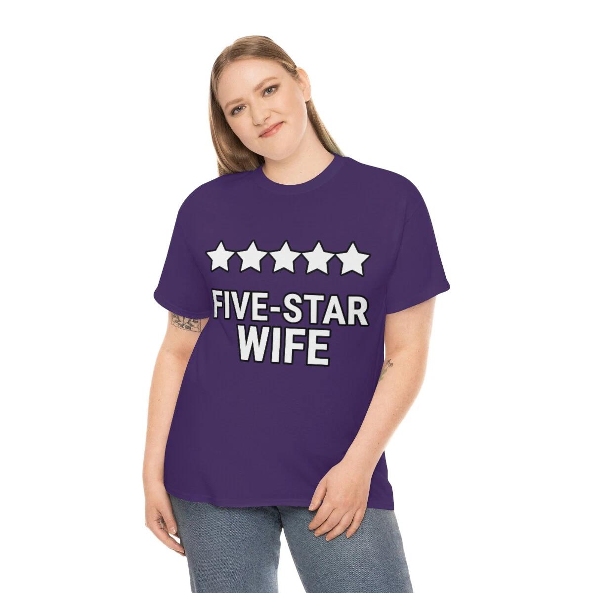US Adults - 5 star wife - best wife - funny t shirt - Women Heavy Cotton Tee L