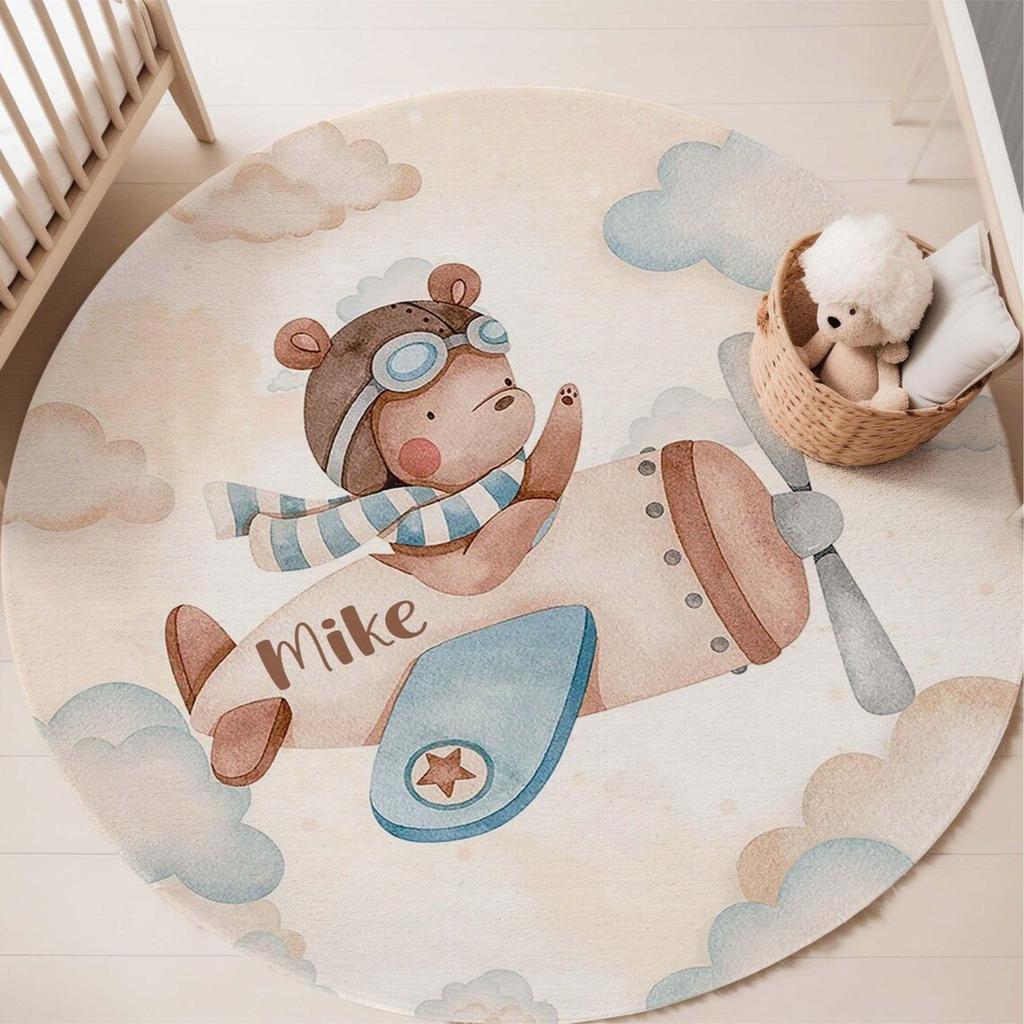 Airplane Children's Hot Air Balloon Kids Rug for Living Room Baby Girl Room Kids Playroom Mat Bedroom Rug Nursery Sofa Rug
