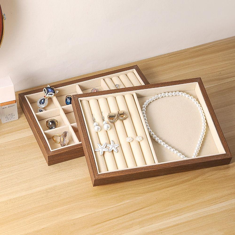 American Style Wooden Jewelry Display Tray Walnut Wood High-end Jewelry Box  Dressing Table