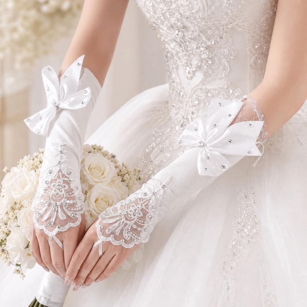 Bead Detailing Wedding Bridal Gloves Lace Embroidery Bridal Arm Sleeves  Wedding Accessories