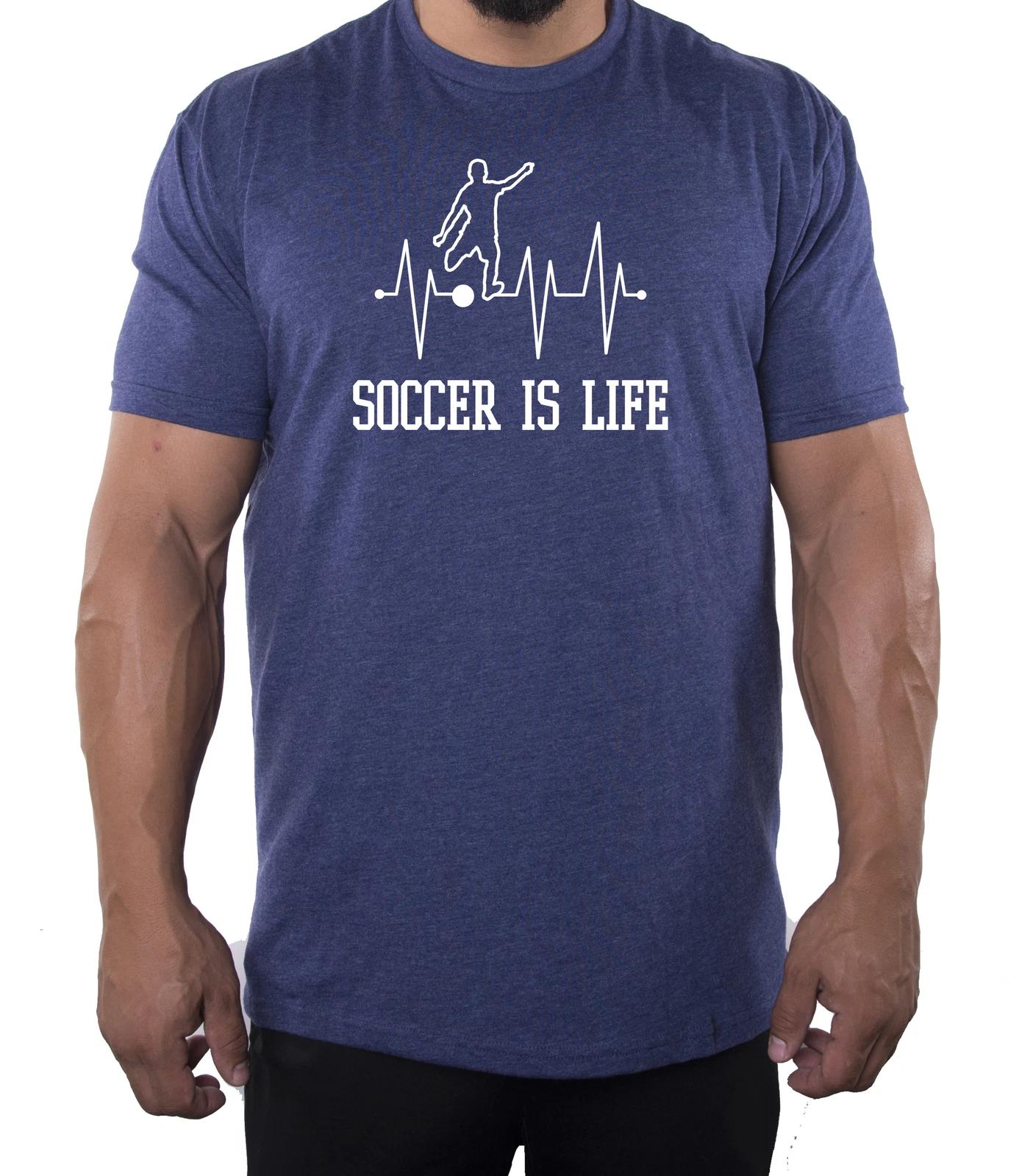 Soccer is Life Heartbeat, Men s Soccer Shirts, Graphic T-Shirts for Men M