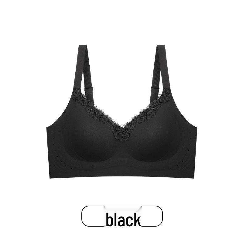 Lace Trim Seamless Deep V Soft Support Wireless Bra for Small Busts