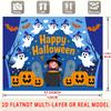 Party Backdrop Halloween Flat Spooky Ghosts Pumpkins Witch Bats Tombstones Multi Photo Booth Background Front Door Decor