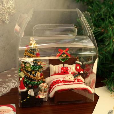 Miniature Dollhouse Christmas Decor DIY Mini Christmas Tree Bed Piano Furniture Models Holiday Winter Home Room Party Decoration