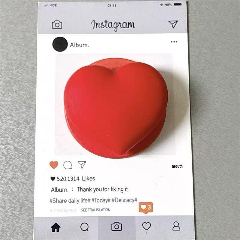 3D Silicone Heart Matte MagSafe Magnetic Bracket with Super Strong Adsorption and Retractable Airbag Opp Bag