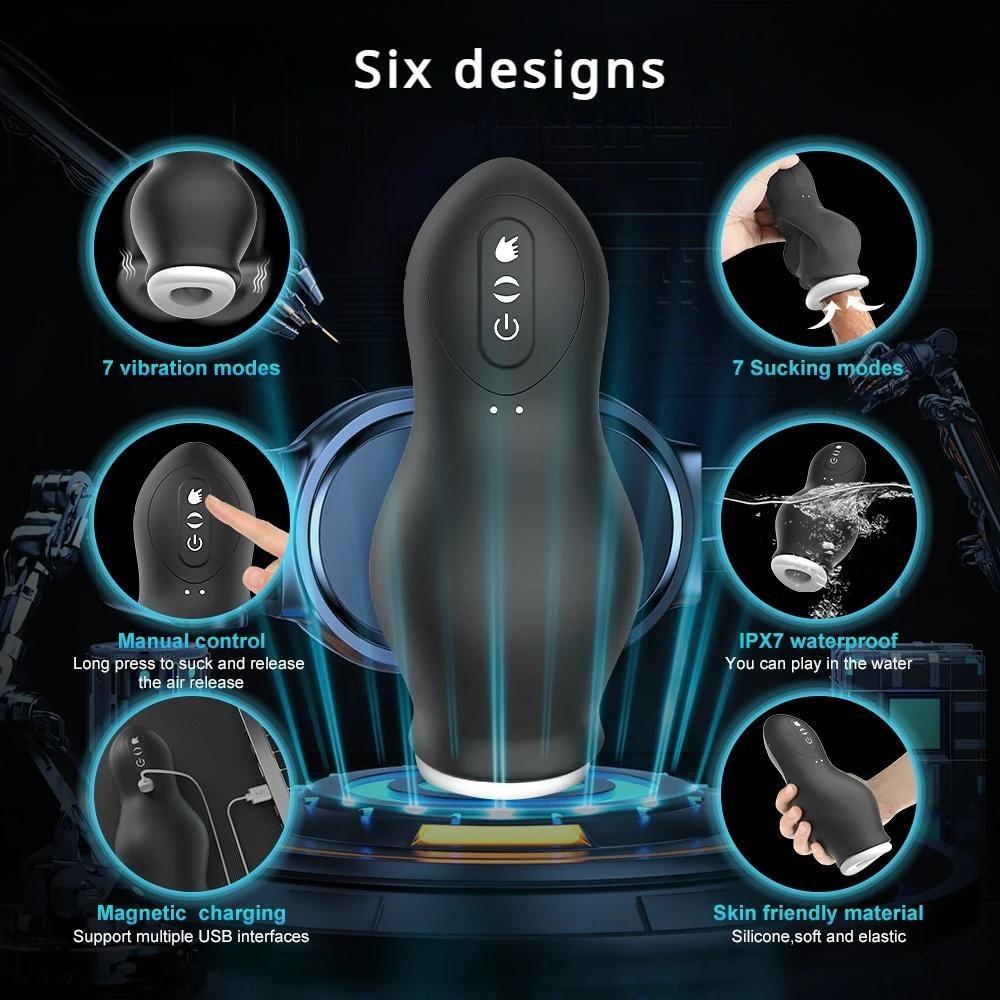1 Stück Automatischer männlicher Masturbator mit Saugnapf, Penispumpen mit 7 Saug- und 7 Vibrationsmodi zur Vergrößerung des Mannes, wiederaufladbares Sexspielzeug für Erwachsene