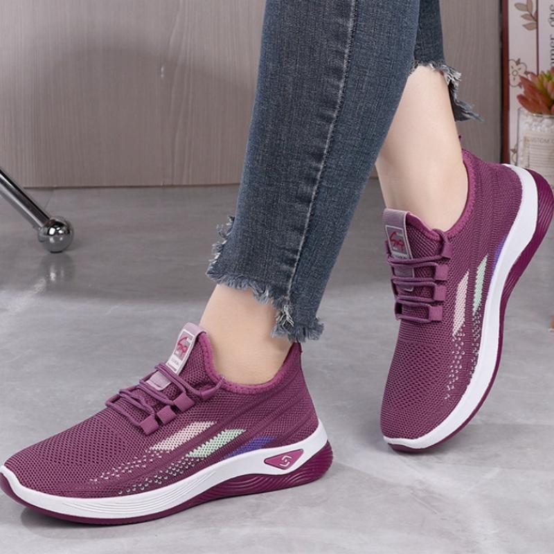 Damsneakers stickade vardagsskor andningsbara skor löparskor för vår och sommar