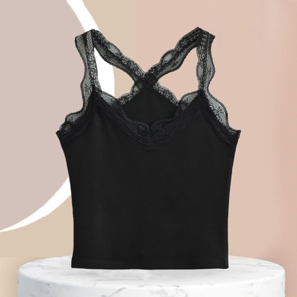 U-neck Lace Lace Corset Hollow Suspender Vest Elastic Crop Tops Daily