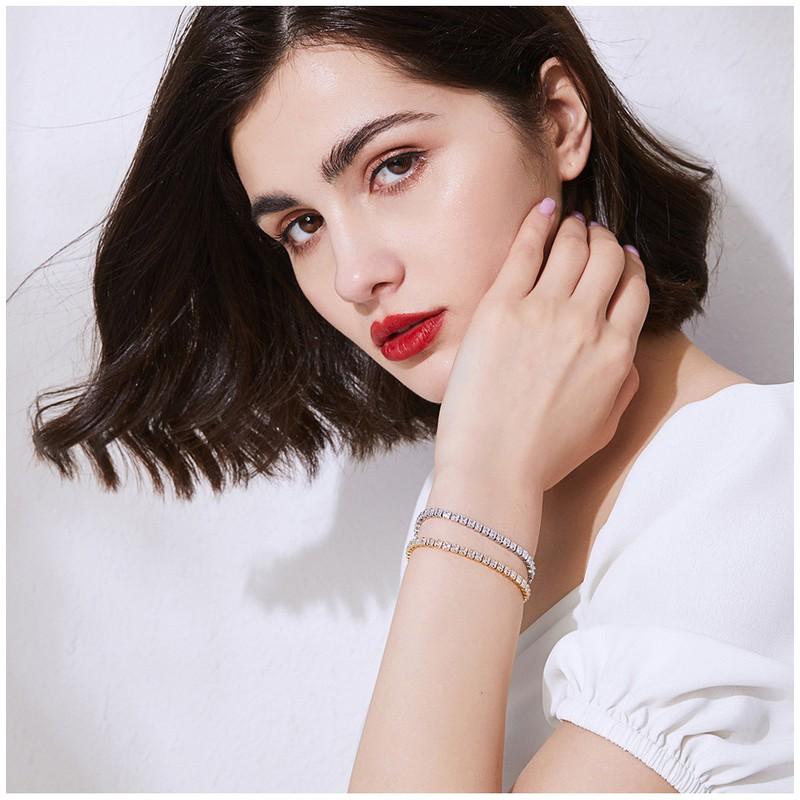 Elegant Zircon Tennis Bracelet Women Minimalist Geometric Design Electroplated Copper 17cm 19cm Lengths INS Style Luxury