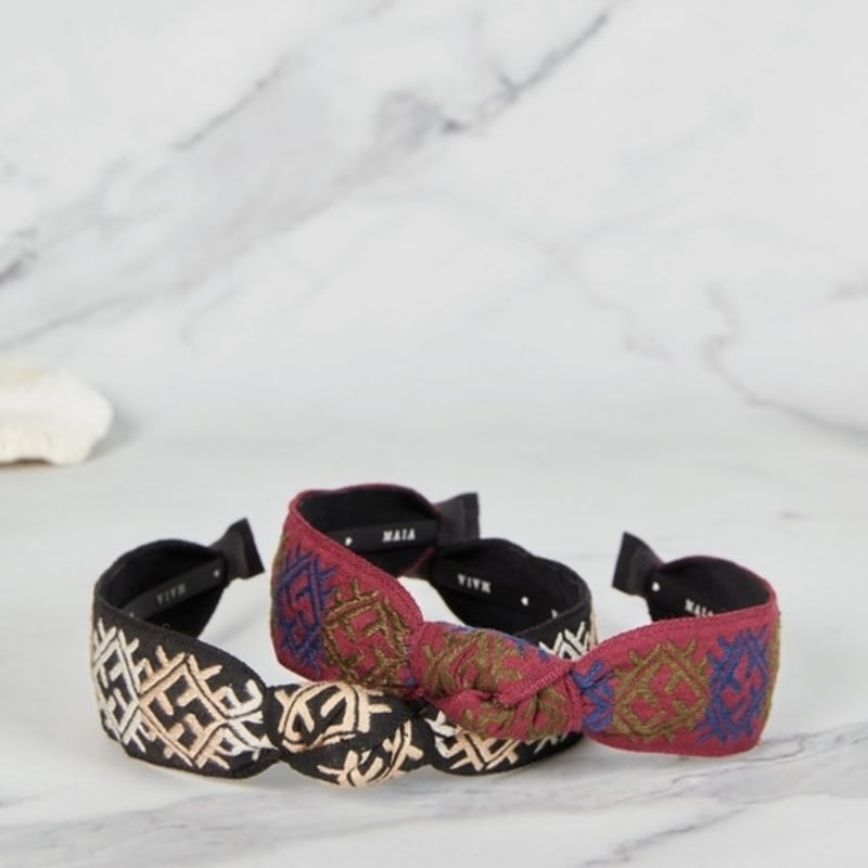 MAIA Pattern Jacquard Hairband - Beige