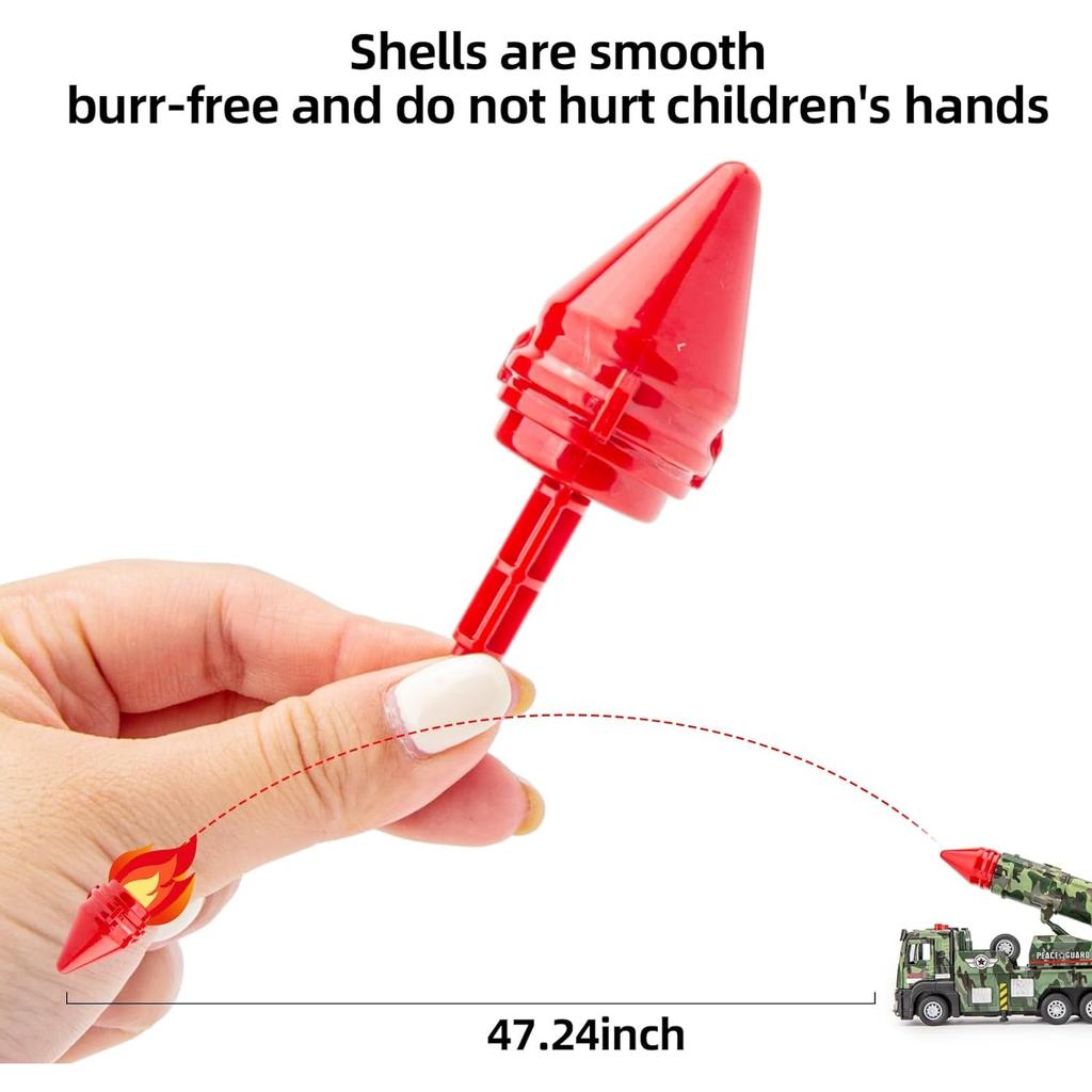 Army Toys Militär-LKW mit 6 abschussbaren Raketen, Druckguss-Spielzeugfahrzeuge, Modellautos mit Licht und Geräuschen, Pull Back and Go-Geschenk