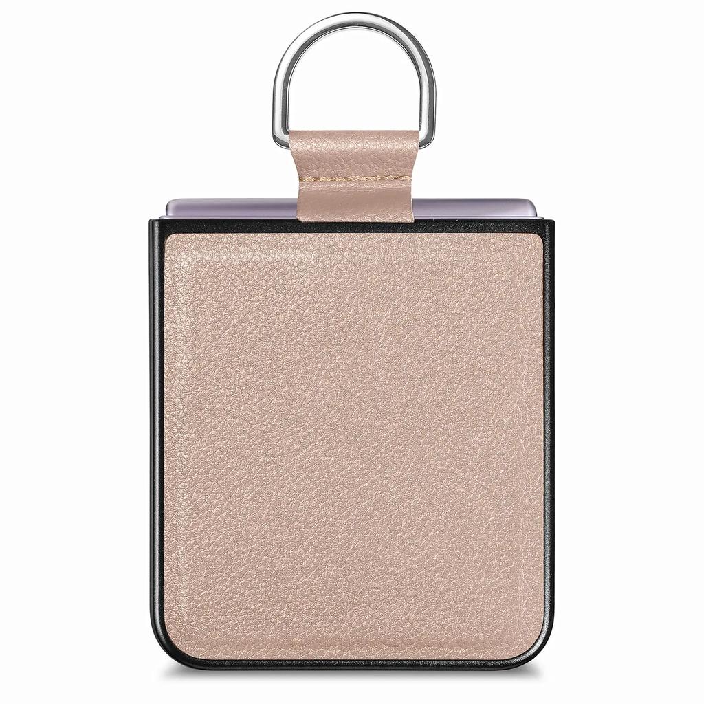 Fall Protection Ring Holder Leather Case for Samsung Galaxy Z Flip 4 5 6 flip6 Flip5 Flip4 Flip3 Flip 3 2 1 5G Zflip4 Cover