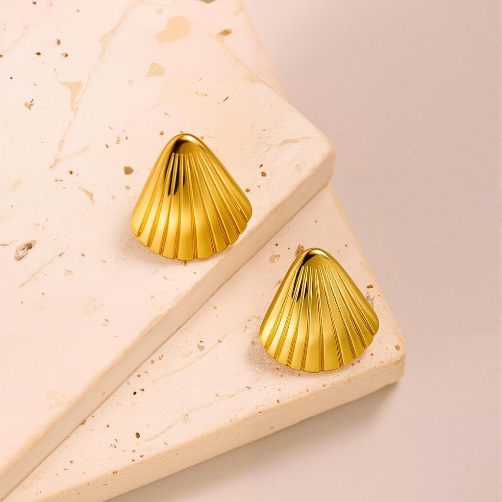 Geometric Irregular 18k Gold Titanium Steel Earrings for Women