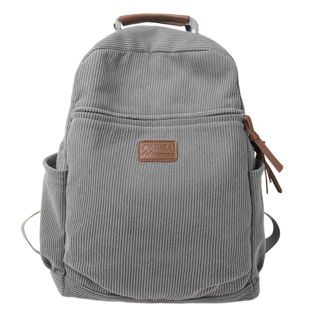 Schoolbag New Large-capacity Backpack for Female Students, Simple and Versatile Corduroy Schoolbag, High-end Commuting Business Trip Backpack Tide
