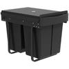 Sliding Under-Sink Waste Bin, 2 x 20 L, Removable Buckets, 52 x 33.5 x 41 cm, Black