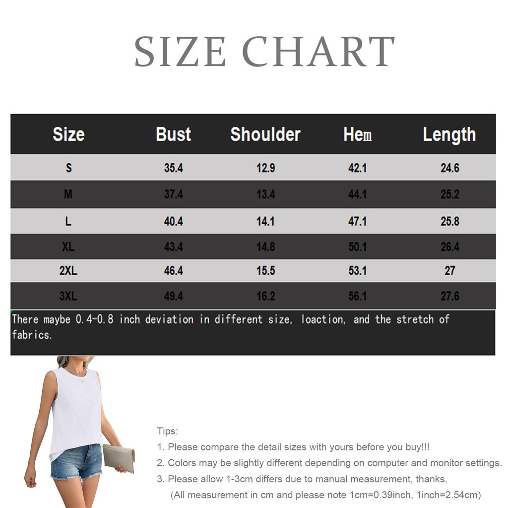 Women's Summer Vest Loose Pleated Round Neck Shirt Casual Sleeveless Top