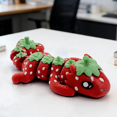 3D Printed Strawberry Dragon Flexible Articulated Dragon Model with Movable Joint Desktop Fidget Dragon Stress Relief Toy for Kids Adults