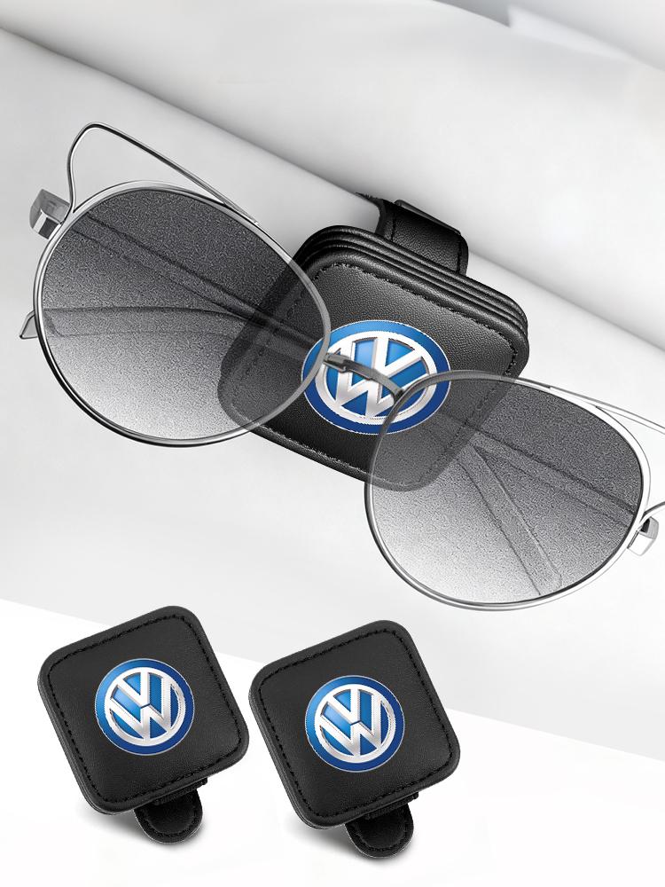 Car Black Sunshade Square Leather Sunglasses Holder For VW Scirocco Jetta Beetle Golf Passat Touran Polo Tiguan Sharan QO9