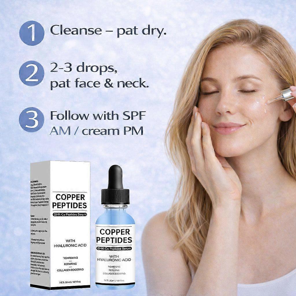 Copper Peptides Serum for Face - with GHK-Cu and Hyaluronic Acid - Anti-Aging Facial Serum